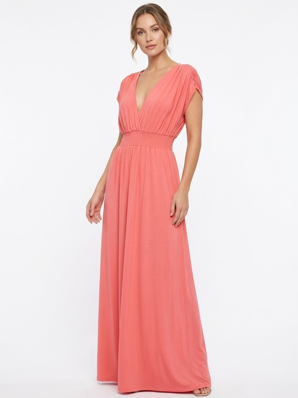 HYFVE Coral V-Neck Maxi Dress